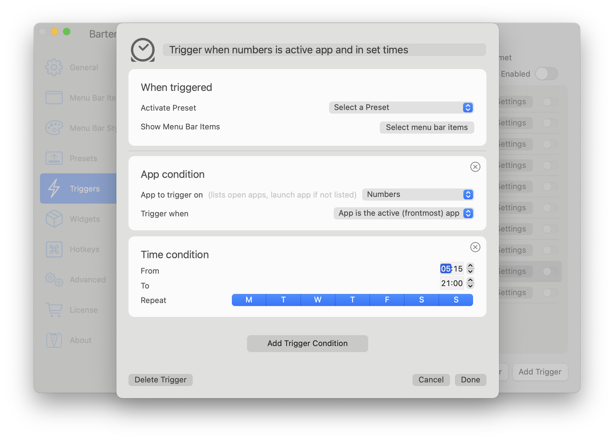 Bartender 5 triggers
